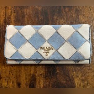 *REHAB* Prada Blue and White saffiano leather Checkered Women's wallet